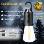 T02 Retro Hanging LED Camping Bulb – Type-C Rechargeable Waterproof Outdoor Light